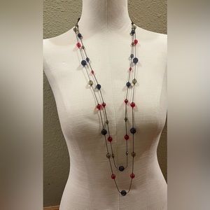 Layered two strand beaded necklace.